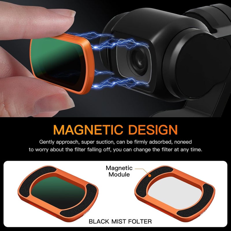 MINGVEN Black Mist Filter, Black Diffusion 1/4 Magnetic Creative Filter Beauty Soft Filters for DJI Osmo Pocket 3/Xtra Muse Camera - Image 4